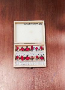 MATA PROFIL ROUTER BIT BITS 12PCS + BOX ACAK SEADANYA 1/4 TRIMMER SET 12 pcs