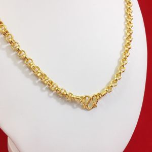 สร้อยคอทองลายผ่าหวายกลม ความยาว 28 นิ้ว น้ำหนักเทียบเท่า 3 บาท สร้อยแฟชั่น ทองชุบ ทำจากทองเหลือง งานสวย