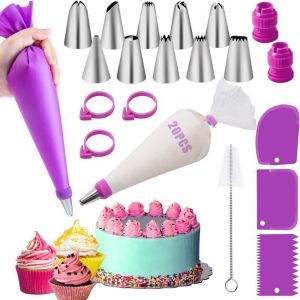 40pcs Silicone Piping Bags and Tips Set Cake DIY Decorating Kit with Stainless Steel Nozzle Reusable Silicone Pastry Baking Tool2026