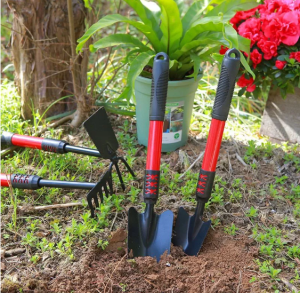 Bộ Dụng Cụ Làm Vườn Đa Năng 4 Món: Xẻng Cào Cuốc 2in1 Cán Dài 41cm Bền Bỉ