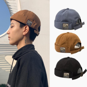 GUDAN ผ้าคอตตอน หมวก skullcap ชายหญิง โดมทรงโดม สีทึบทึบ หมวกแก๊ปทรงโดมแตงโม แฟชั่นสำหรับผู้หญิง หมวกนักเทียบท่า ฝาปิดถัง ฤดูร้อนฤดูร้อนฤดูร้อน