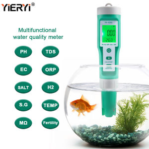 Máy Kiểm Tra Chất Lượng Nước 10 Trong 1 PH/TDS/EC/Độ Mặn/TEMP/S.G/ORP/H2/Khả Năng Sinh Sản/Điện Trở Suất Cho Nước Uống Bể Cá Hồ Bơi