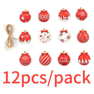 (12 bộ chi tiết) 7x5.7cmchristmas bóng mặt dây chuyền bằng gỗ trang trí giáng sinh màu mộc bản trẻ em phim hoạt hình người tuyết đồ trang trí treo lên lễ hội trang trí tự làm