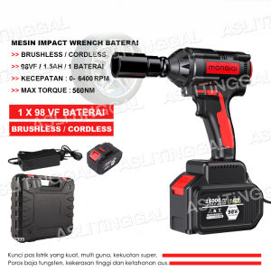 Impact Wrench Cordless 98V Mesin Impact Wrench Cordless Impact Wrench Multi Fungsi Mesin Bor Cordless Impact Wrench Baterai Charger impact baterai asli komplit  murah Brushless impact Baterai 98Volt