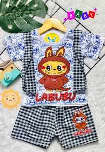 Setelan Baju rompi bayi anak laki laki motif ROMPI LABUBU usia baby 3-18 bln .