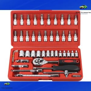 46Pcs Ratchet Wrench Set Car Repair Socket Tool Kit Torque Wrench Spanner Combo Household Maintenance