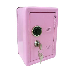 New Safe Security Metal Money Deposit Cash Savings Saving Box 2 Keys (PINK/BLACK)