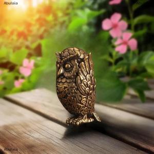 [COD] Abulaia ของตกแต่งชั้นวางหนังสือ1ชิ้นรูปปั้นนกฮูกทองเหลืองโบราณที่ปิดหูรูปปั้นสัตว์รูปปั้นนกฮูกเดสก์ท็อปเครื่องประดับสำนักงานบ้านของขวัญที่ไม่เหมือนใคร