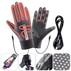 ALLLUCK Winter USB Heated Gloves Waterproof Adjustable Touchscreen Gloves Durable Reusable Rechargeable Gloves