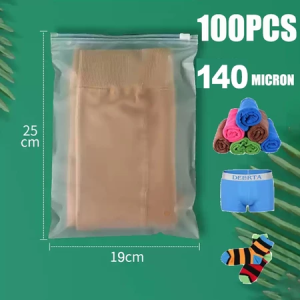 100pcs Frosted Zipper Bag – 0.14mm Thick Reusable for Clothes/Travel Storage Beg Zip Kecil Beg Ziplock / 磨砂收纳袋