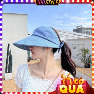 Nón Vải Chống Nắng Hở Đầu Vành Cụp Đính Nơ - 100style