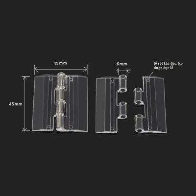 Bản lề mica Clear Acrylic Folding Hinges 3 size lựa chọn