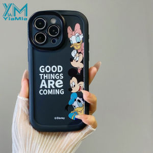 YIAMIA Caseing For Realme C35  C15  C51  12 12X  C21Y  5 5s 5i 6i C3  C11 2021  C20  C53  C11 2020  Note 50  C12  C30  C63  C25  C67 11 11X  Cartoon Mickey Minnie Duck Round Edges Soft Puff Style Full Coverage Phone Case