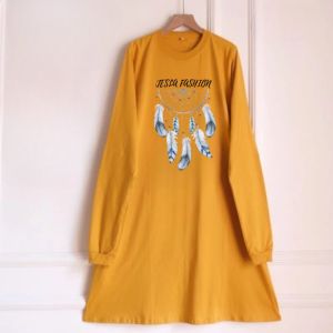 Tunik Wanita Lengan Panjang Delova Tunic Kaos Katun Combed 24s Aplikasi Sablon S M L XL XXL 3XL Blouse Jumbo Kekinian Wanita Terbaru Viral Ootd Casual