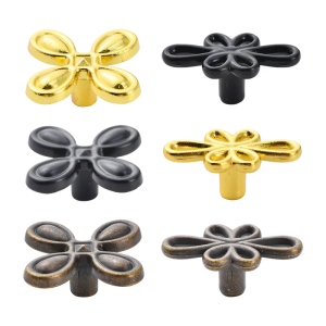 Antique Bronze Hardware Strong Metal Mixture Knob Unique Blossomy Drop Shape Separately Packaged Drawer Handle For Home Use