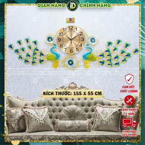 Đồng Hồ Treo Tường Con Chim Công Khổng Tước Tài Lộc Chính Hãng D1 Home Kim Trôi Trang Trí Tường Decor - CN58