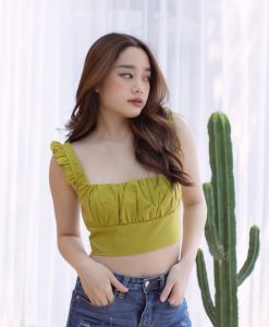 Beachy Crop Top-Green เสื้อครอปผู้หญิงเสื้อผู้หญิงเสื้อแฟชั่นผู้หญิง Ldyz.bkk
