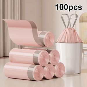 100pcs Roll Thickened Garbage Bag Disposable Plastic Bag Household Kitchen Garbage Bag Drawstring