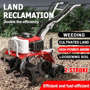 Scarifier gasoline Micro cultivator rotary cultivator 4-stroke mower 7.5HP rotary tiller The handcart lawn mower is widely used in vegetable gardens orchards farmland or flat land.