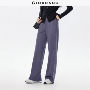 Giordano Beau Monde Women Seam detail wide leg elastic waist sweatpants Free Shipping 13416792