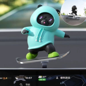 🔥Ready Stock🔥Car Skateboard Bear Sliding Decoration Cartoon Bear Center Console Screen Floating Ornament with Number