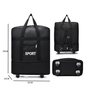 [SG Stock]Expandable Foldable Rolling Duffle Luggage Bag Multiway Convertible Backpack Trolley Suitcase with 360° Spinner Wheels Large Capacity Wheeled Travel Duffel Bag for Airplane Trip Moving Laundry