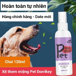 Xịt thơm miệng cho thú cưng Dorrikey 120ml - Súc miệng làm sạch răng miệng cho chó mèo