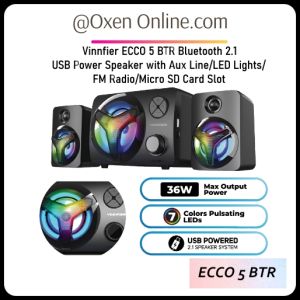 Vinnfier ECCO 5 BTR Bluetooth 2.1 USB Power Speaker with Aux Line/LED Lights/FM Radio/Micro SD Card Slot