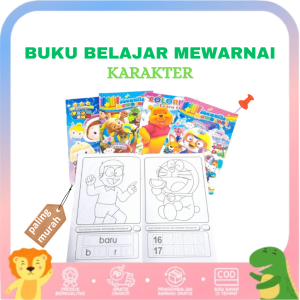 Buku Belajar Mewarnai Menulis Berhitung Menebali Huruf KARAKTER