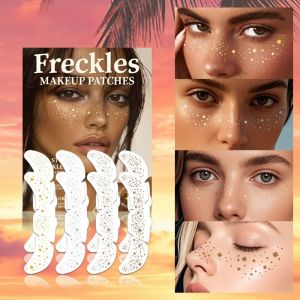 RETAO 6Pcs ดาวหัวใจ รอยสักใบหน้าชั่วคราว ติดทนนาน ประกายแวววาว สติกเกอร์รอยสักใบหน้า ใช้แล้วทิ้ง แต่งหน้ากระจุดด่างดำ รอยสักกระจุดด่างดำ เครื่องแต่งหน้าแต่งหน้า