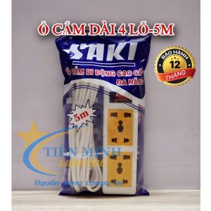 Ổ cắm dài 4 lỗ công tắc 3m/5m (Vàng) công suất tải 1000W vỏ ổ điện được làm bằng nhựa ABS chống vỡ