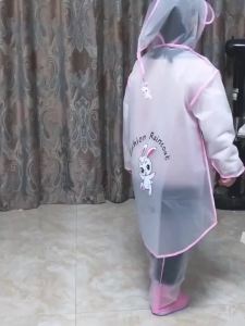 Childrens Raincoat Kindergarten 3-6 Year Old Boys and Girls Small Class Baby Student Little Yellow Duck with School Bag and Pants Set