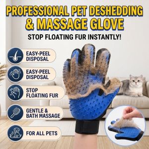 Pet Deshedding Glove Pet Bathing Glove Effective Hair Removal Gentle Massage Shedding Control Dog Cat Grooming Glove Rubber Brush Pet Grooming Tool Easy Clean