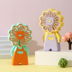 Cute Lion Cartoon Fan Handheld Colorful light USB Charging Mute Working Rechargeable Fan for kids
