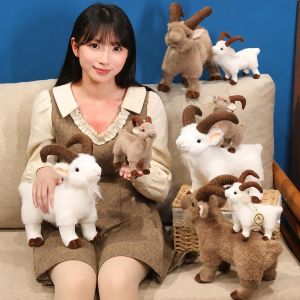 SECRETE AMBIENT LIGHT78SE0 Plush Goat Plush Toy PP Cotton Big Horn Goat Stuffed Doll Cute Realistic Look Bag Keychain Gift