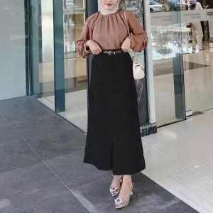 [TERLARIS] Rok Cargo Belah Skirt Korean Style Wanita Kekinian | Rok Panjang Jumbo