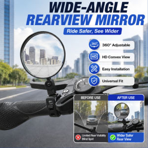🚴 Wide Angle Rearview Mirror/Convex Mirror/Adjustable Mirror/Silicone Handlebar/Portable Scratch-resistant/Bike Motorcycle/Applicable To Multiple Riding Conditions