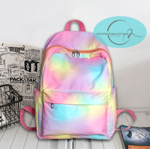 Tas Ransel Backpack Anak Sekolah Perempuan MOONDE True Rainbow // Tas Ransel Wanita Motif Pelngai AP8025 RAINBOW