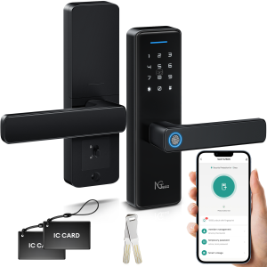 NGTeco Smart Door Lock Set Wifi Biometric Fingerprint Password Key Card Unlock 4 in 1 Semi-Automatic Security Door Lock