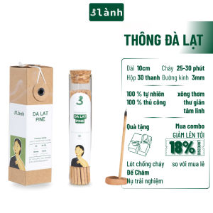 Nhang Thủ Công Thông Đà Lạt 3 Lành Hộp 30 Que 100 % Tự Nhiên Tặng Kèm Đế Chăm Không Hóa Chất Xông Thơm