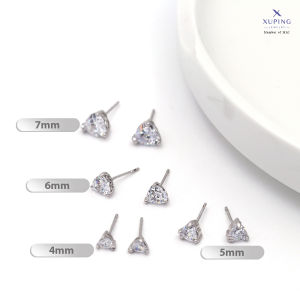 Xuping Anting Stud Aksesoris Wanita Silver Motif Hati 4-6mm