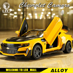 LEO 1:32 Bumblebee Camaro Alloy Model Car 4 Doors Open sound and light effect alloy car model diecast Kids Toys toys for boys baby toys