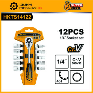 Bộ tuýp bộ khẩu cần siết 2 chiều 1/4 inch INGCO HKTS14122 INGCO HKTS14122 (bộ 12 chi tiếtgồm 10 đầu tuýp 1 tay cầm 1