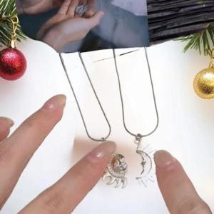 MillionGrid 1 cặp retro Mặt trời Mặt trăng mặt dây chuyền vòng cổ cá nhân vài Choker Chuỗi trang sức cho quà tặng ngày Valentine