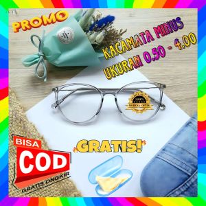 Terbaru Kacamata Minus Cat Eye 0.50 sd 4.00 Lentur Cocok Untuk Wanita Dan Pria Gaya Kekinian Free Box Dan Lap