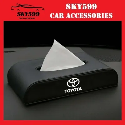 Leather Car Tissue Box Holder for Toyota logo