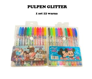 1 Pack 12 Warna Pulpeb Gliter Pulpen Gel Warna Glitter / Glitter Pen Squeezy 12 Warna