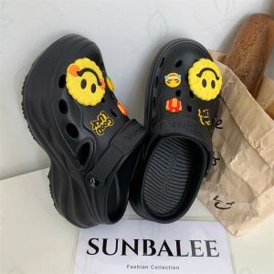 MAKATA💥 รองเท้าหัวโตสีพื้น แถมตัวติดสติ๊กเกอร์ลายการ์ตูน SUNBALEE T8 เสริมส้น 7 ซม.น้ำหนักเบา ใส่สบายเท้า💥