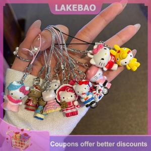 【LAKEBAO】 Dễ thương quyến rũ màu hồng cung ca hát Hello Kitty thỏ Keychain Túi Mặt dây chuyền Quà Tặng Kawaii Tây cao bồi Hello Kitty điện thoại di động Mặt dây chuyền