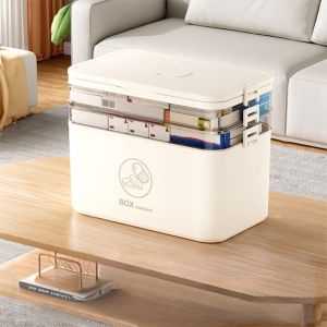 TI9P Hộp đựng thuốc 3 tầng Hộp đựng thuốc 3 tầng Trường hợp khẩn cấp gia đình Rỗng Hộp đựng thuốc Có tay cầm Hộp đựng khẩn cấp gia đình rỗng Dành cho du lịch tại nhà